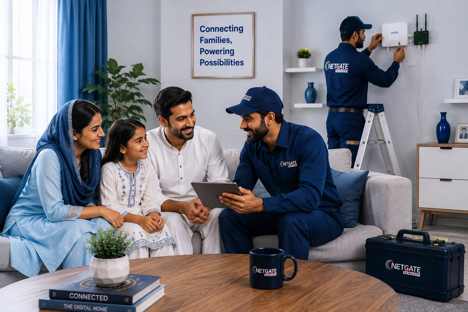 NetGate Telecom team providing professional internet installation